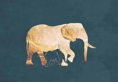 Gold Elephants Turquoise