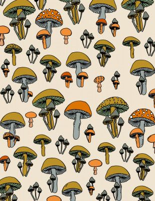 Retro Mushrooms Cute Pattern