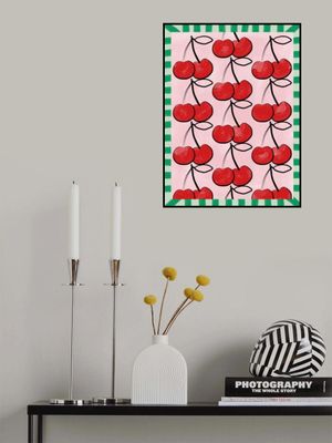 Red Cherries on a Pink