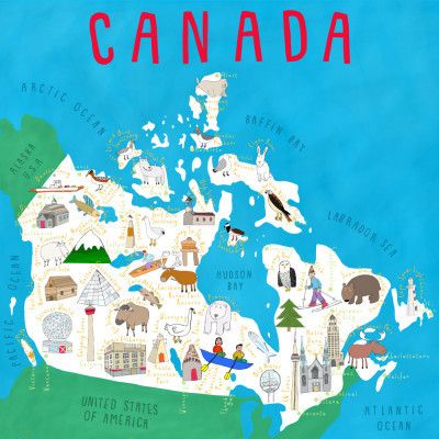 Illustrated Map of Canada by Artist Carla Daly