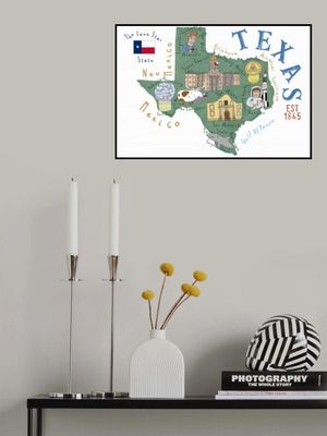 Texas State Map by Illustrated by Artist Carla Daly