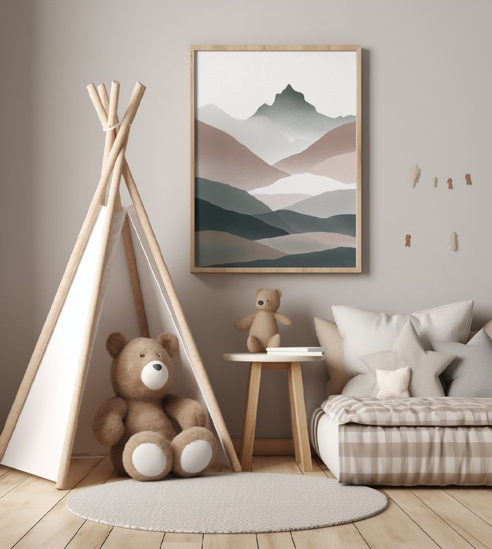 Layered Mountains In Soft Earthy Tones
