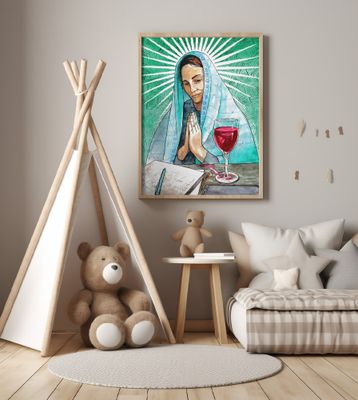 AW Maria. Holy Drink Watercolor Portrait.