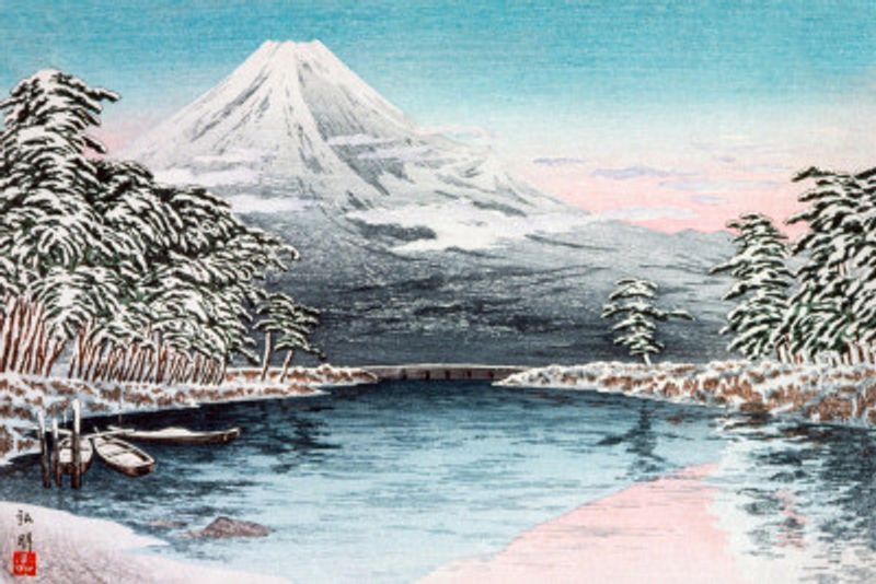 Mt. Fuji From Tagonoura, Snow Scene (1932)
