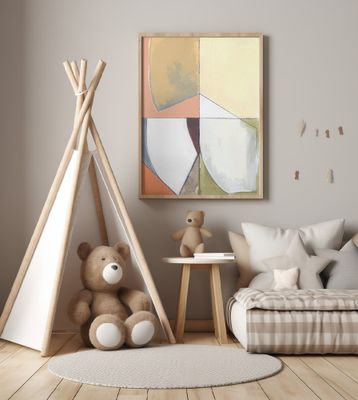 Dusty Pink Yellow Abstract No1 Art Print