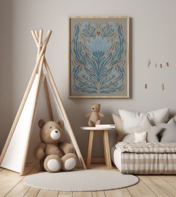 Graphic Textured Teal Flower