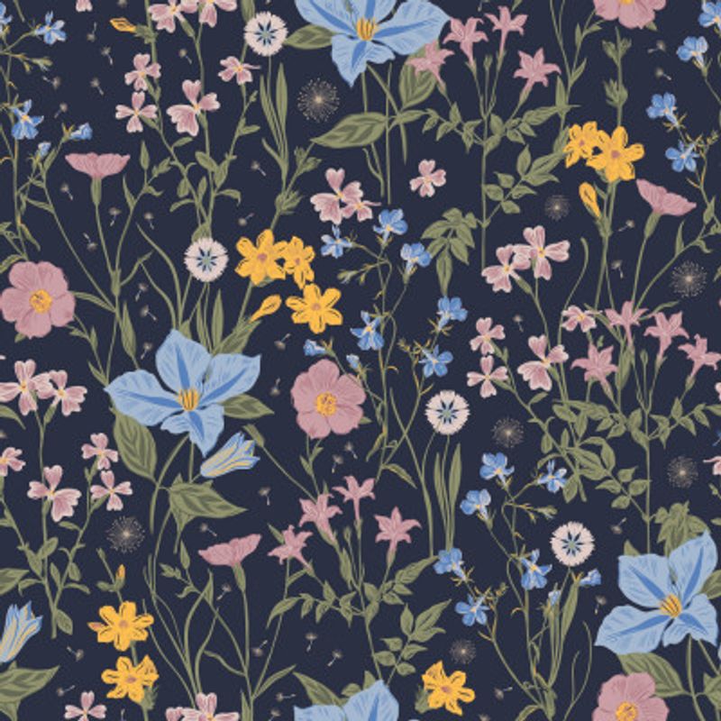 Wild Flower Meadow Moonlight Blue