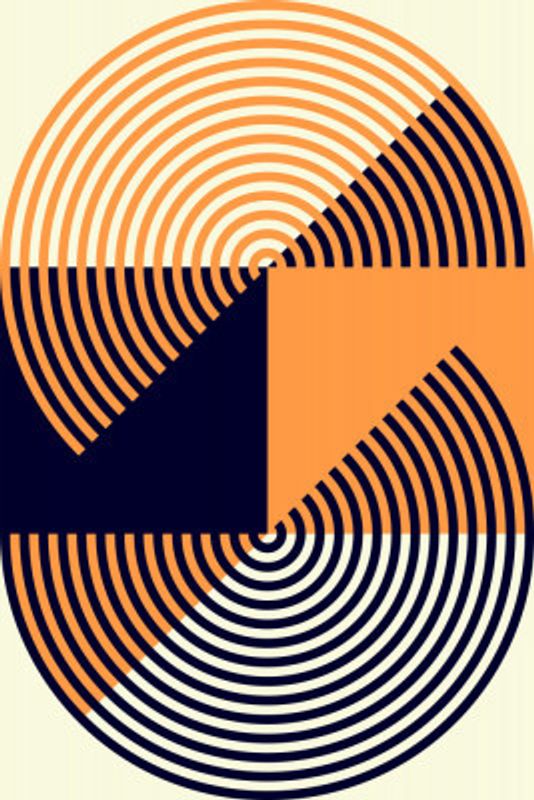 Concentric Circles in Vibrant Orange and Blue