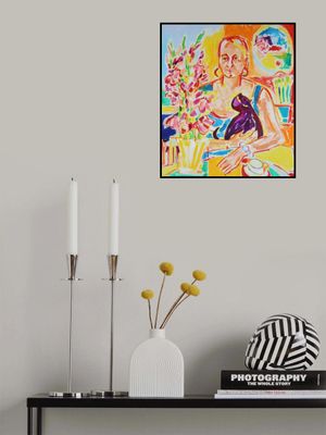 Self Portrait with a Violet Cat after Max Beckmann, oil on canvas, 2024