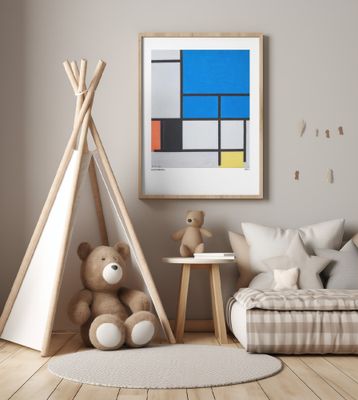 Composition with Large Blue Plane, Red, Black, Yellow, and Gray 1921