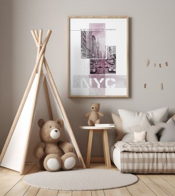 Poster Art NYC Fifth Avenue Traffic | pink marble