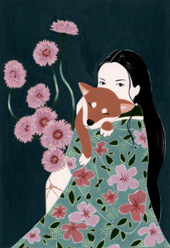 Girl with her dog