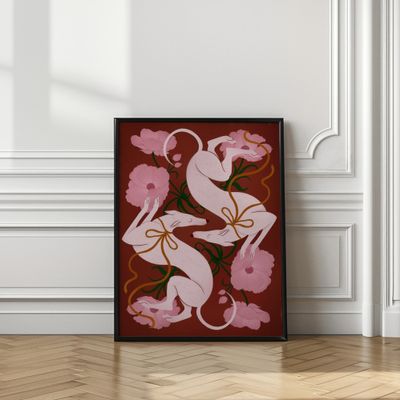 Elegant Greyhounds and Flowers