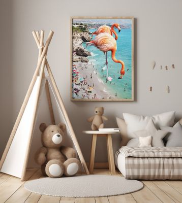 Flamingos On the Beach