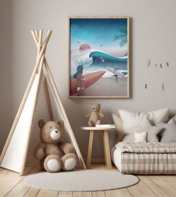 Sunset Surfing Scene