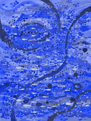 Ocean Blue and Silver Fish