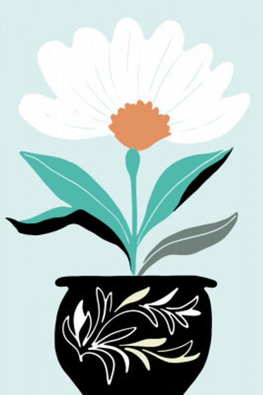 A Big Flower in a Black Vase