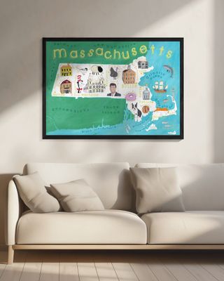 Illustrated Map of Massachusetts by Artist Carla Daly