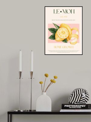 Vintage Style Sliced Lemon With Leaves