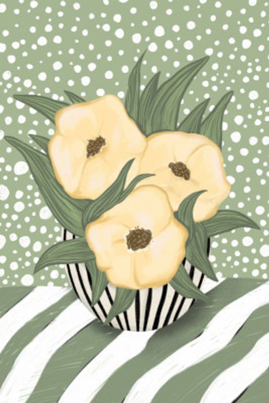 Yellow poppies in vase