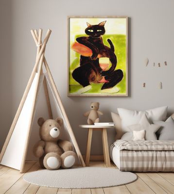 Big Black Cat Wining Down