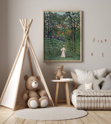 Femme Se Promenant Dans Une Foret Exotique