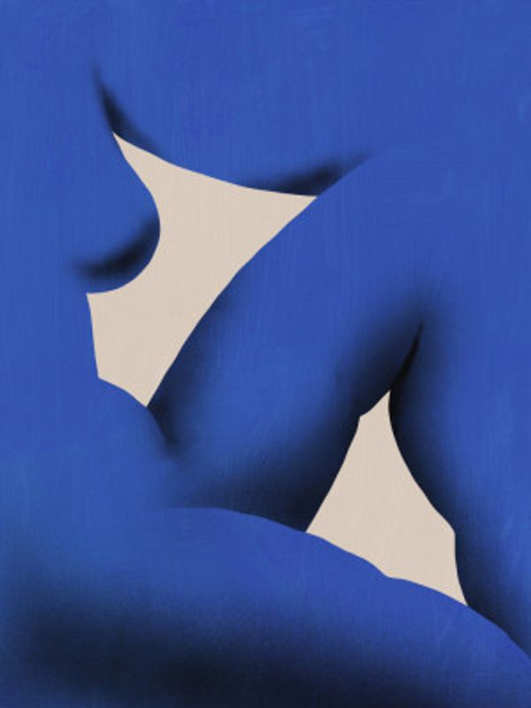 Minimalist Nude In Striking Blue Tones