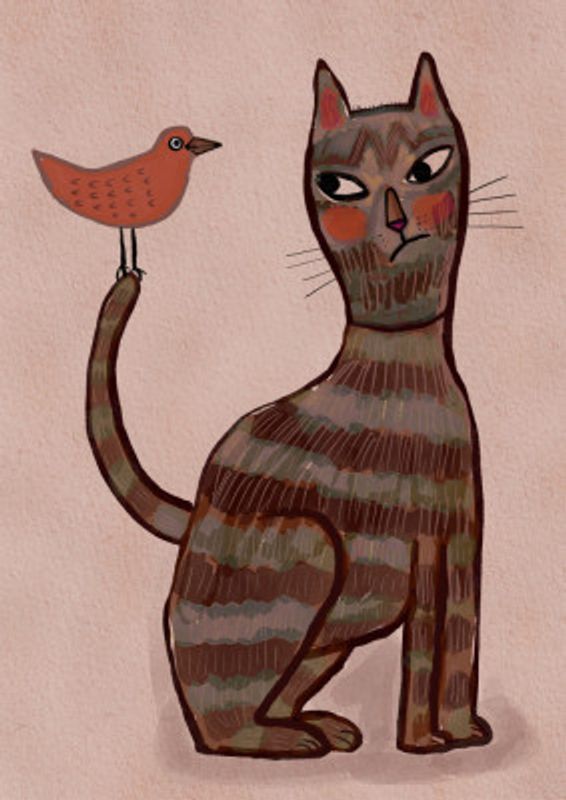 cat naive and bird