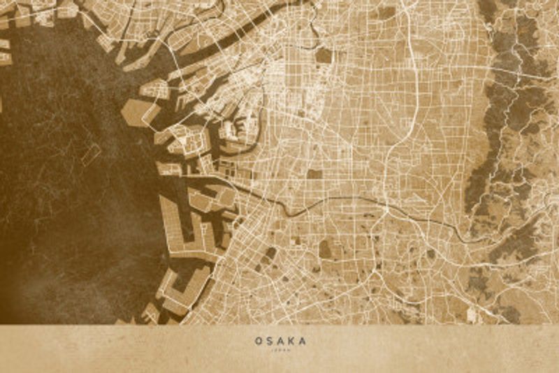 Sepia map of Osaka