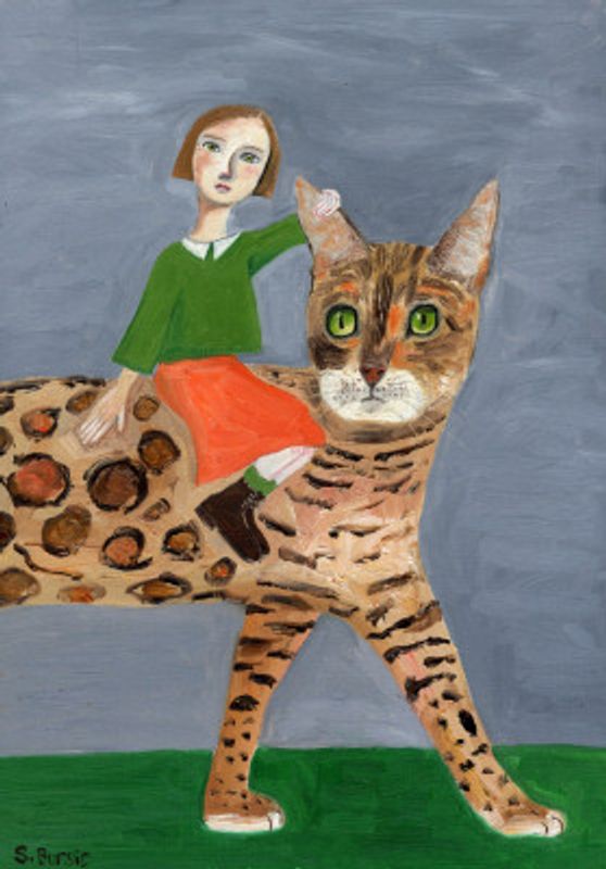 Girl on Bengal Cat