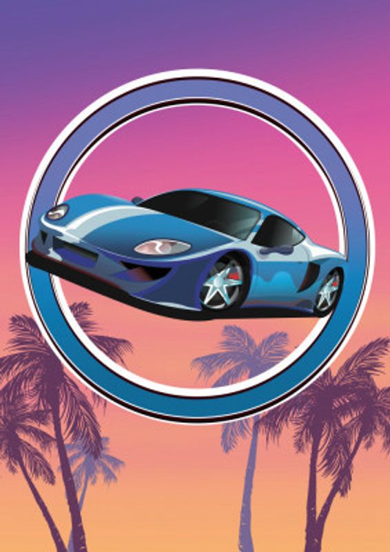 Stylized Blue Sports Car