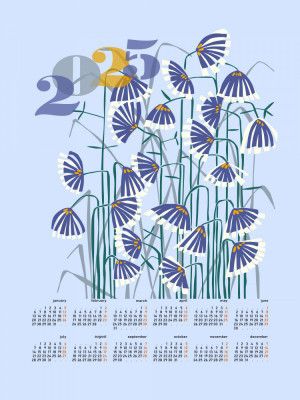 calendar 2025 Linocut flowers light
