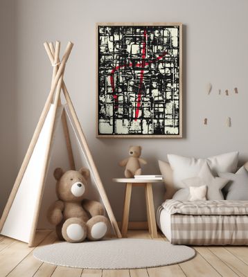 Grid of Black and White Geometric Patterns