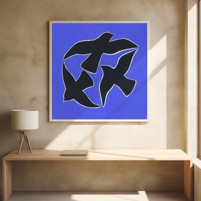 Black Birds On Blue