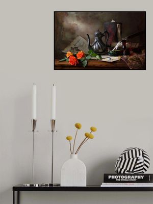 Still life with teapot and roses