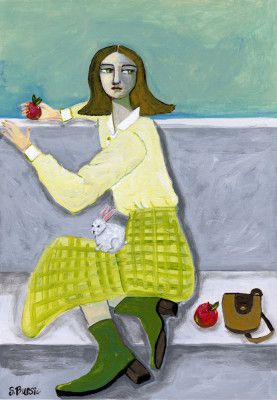 Lady and the Rabbit with apple