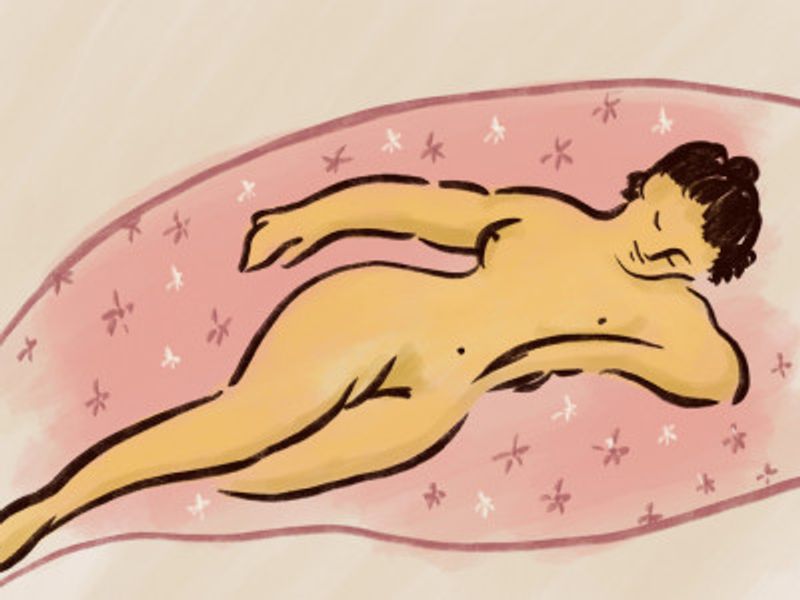 Reclining nude with blanket