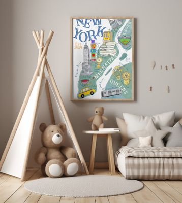 Illustrated Map of New York by Artist Carla Daly