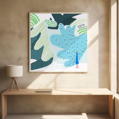 Funny Peacock in Jungle Setting by Artist Carla Daly