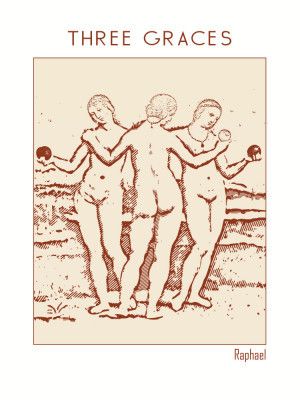 Line Art Minimalist – Three Graces By Raphael (c 1503–1505)