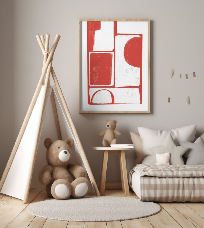 Red Geometric Balance