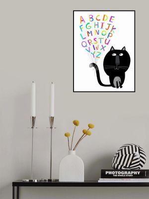 Cute Black Cat with Alphabet Letters by Carla Daly