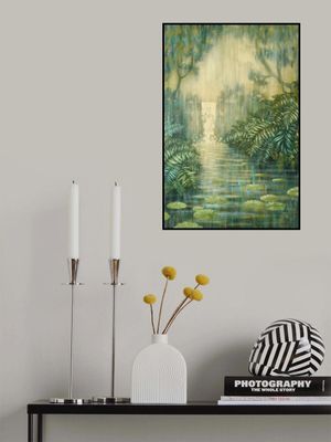 Waterfall Among Green Ferns