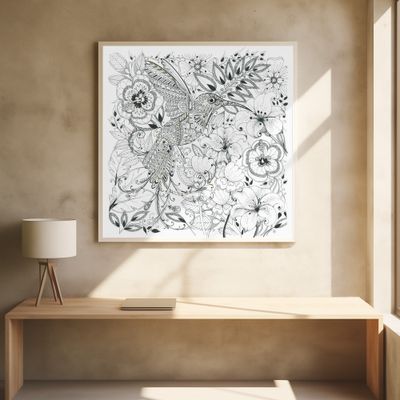 Hummingbird and Flowers