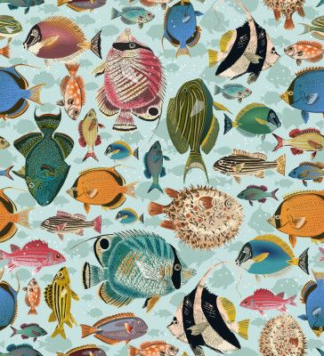 Fishes everywhere mint pattern