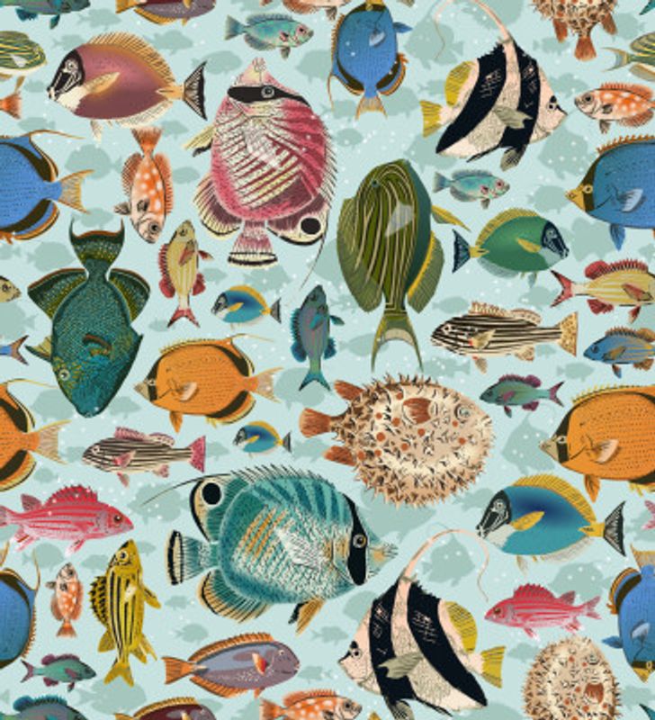 Fishes everywhere mint pattern
