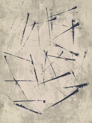 Staccato Ink Marks on Warm Gray and White