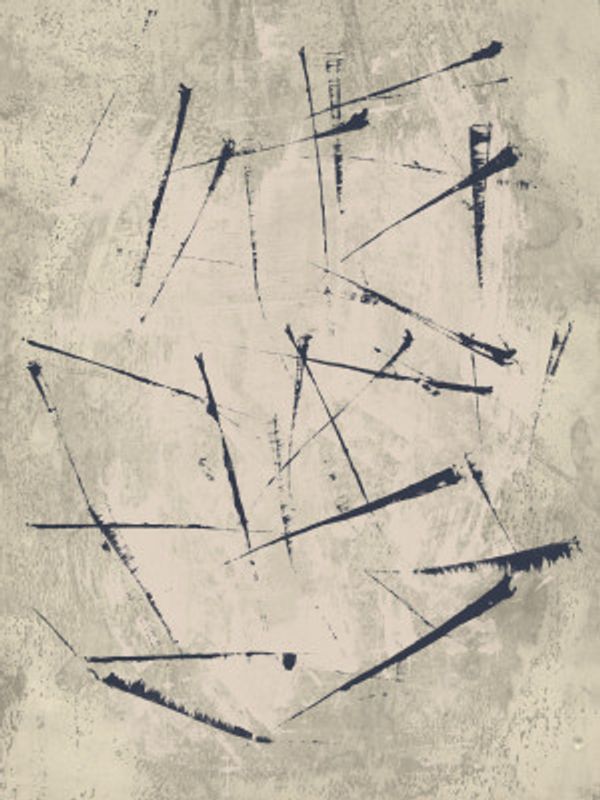 Staccato Ink Marks on Warm Gray and White