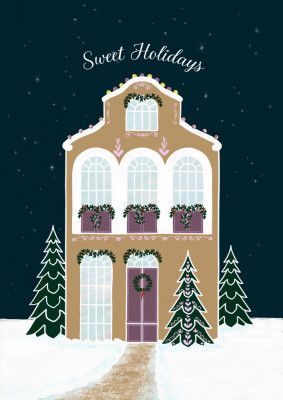 Starry gingerbread home - sweet holidays - mauve
