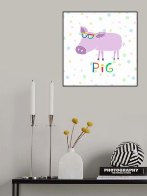 Cute Pink Pig with Funny Colorful Glasses by Artist Carla Daly